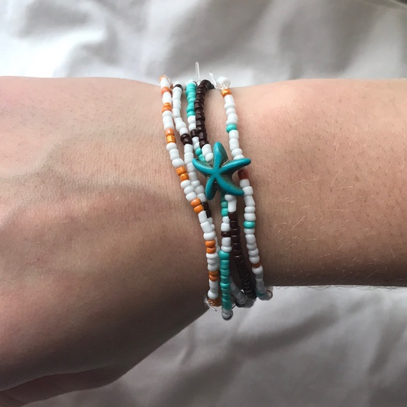 Beach loose bracelet set of 5 seed bead bracelets - Picture 2 of 3